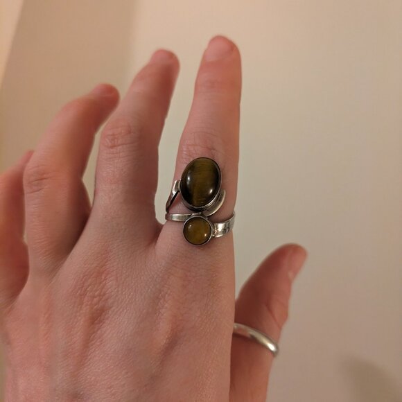 Vintage Sterling Silver Tigers Eye Ring - Picture 5 of 7